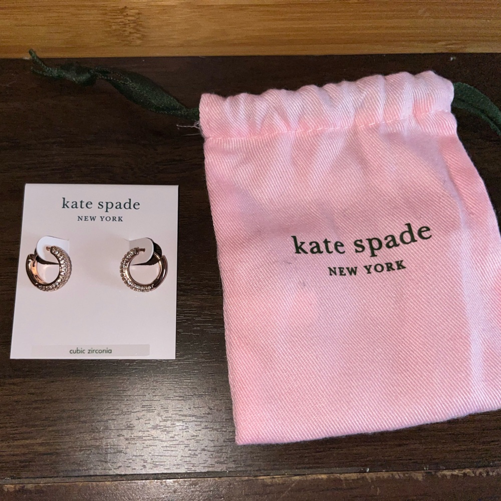 Kate Spade - Unused Earrings - Cubic Zirconia rose gold clear diamond glitter